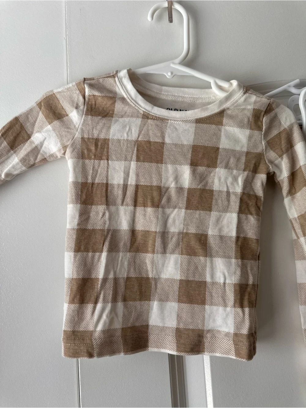 Old Navy Kids Cream & Brown Buffalo-Check Pajama Set